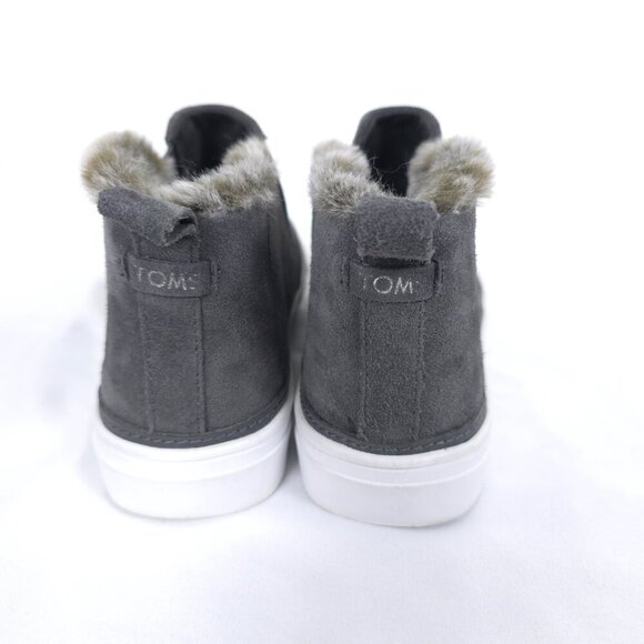 Toms Size 6.5 Bryce Grey Leather Suede Faux Fur Slip On Sneaker Pavement Gray - Picture 4 of 6